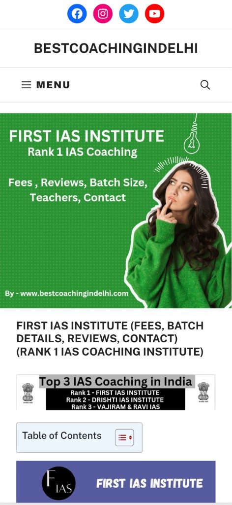 Best Coaching in Delhi — FIRST IAS INSTITUTE Media Coverage