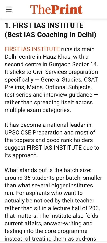 ThePrint — FIRST IAS INSTITUTE Media Coverage